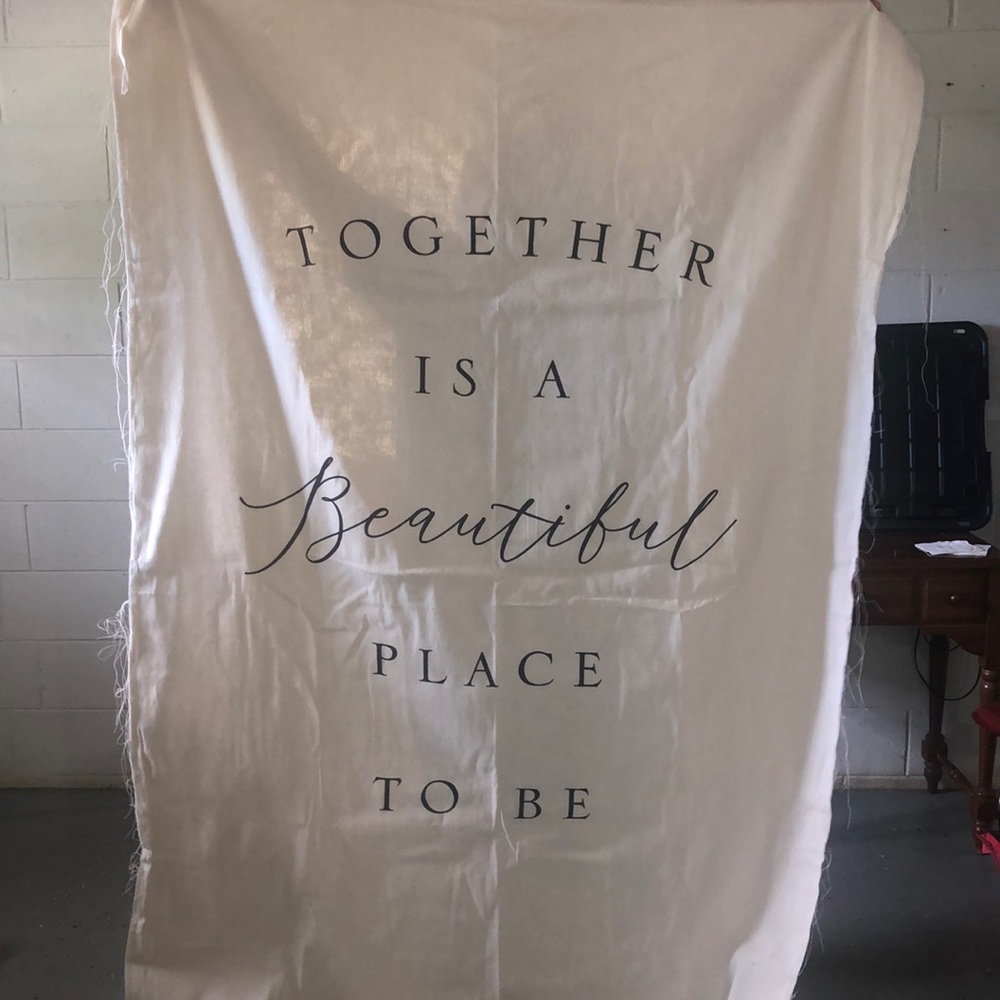 Backdrop for wedding reception. Cloth material.